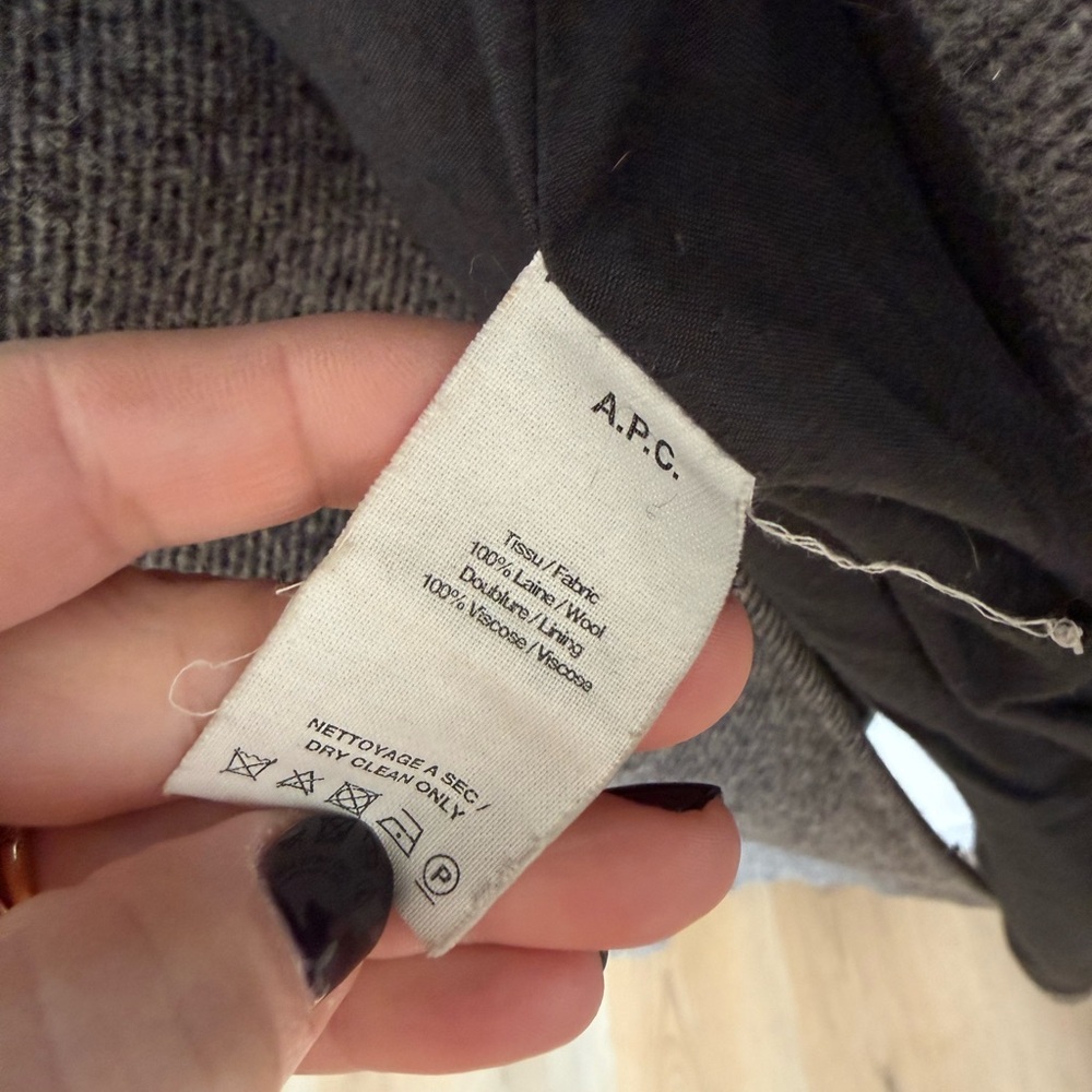 A.P.C. Women's Charcoal Pea Coat - Picture 4 of 6